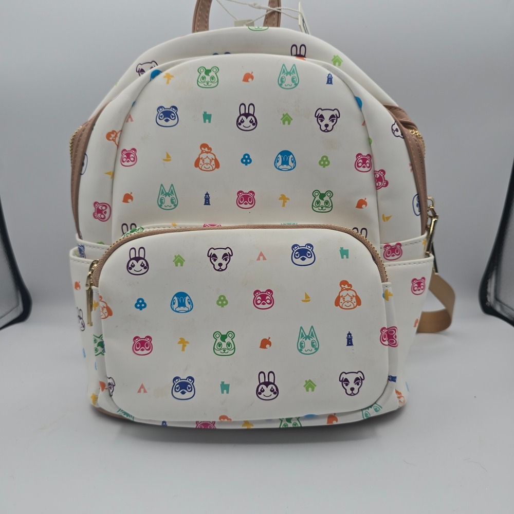 Animal Crossing New Horizons Nintendo Switch Mini Backpack Vegan Leather White